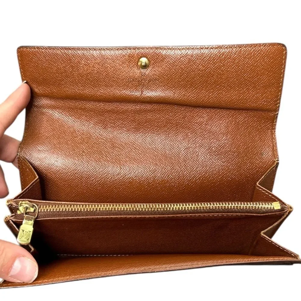 Louis Vuitton Sarah Monogram Wallet LV Brown Snap Classic Zip - Picture 3 of 7